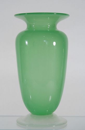 Steuben Green Jade & Alabaster Vase
