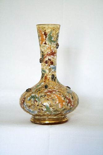 Moser Vase with Acorns & Oak Leaves