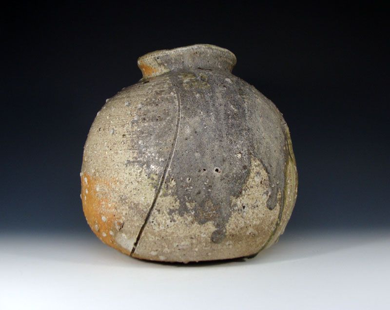 Tsujimura Shiro Shizen-Yu Ash Glazed Tsubo Vase