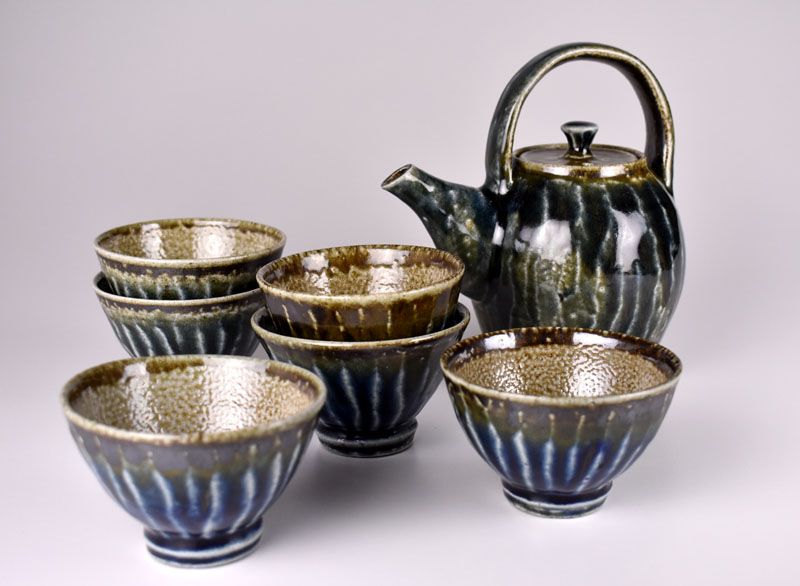 Salt Glazed Mashiko Tea set by Hamada Tomoo