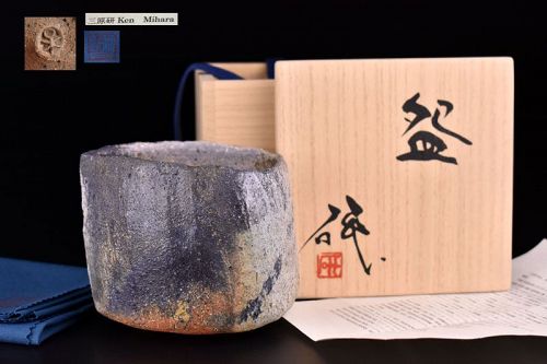 Yakishime Mentori Chawan Tea Bowl by Mihara Ken