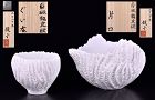 White Dragon-skin Sake Set by Tokumaru Kyoko