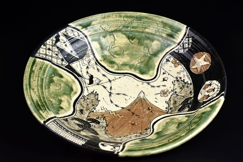 Must See !!! Oribe Plate by Ikeda Shogo