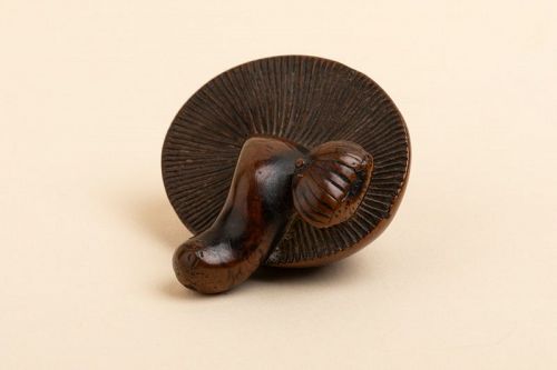 Netsuke - chestnut and a plump mushroom. Japan Edo 19th