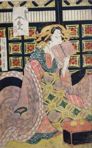 Eizan Kikugawa PRINT series of five courtesans Japan Edo 19th