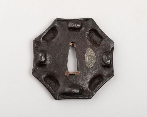 Octagonal Tsuba in wrought Iron in Myochin Style Japan Edo