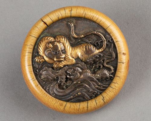 Kagamibuta - Tigers, Japan Edo 19th century