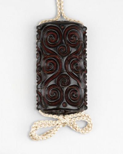 Inro Of Carved Red And Black Lacquer. Japan Edo, 19th century