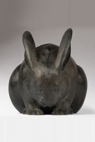 Incense burner- model of a rabbit shape, seated. Japan Meiji