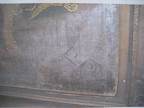 Detail Photo of Monogram on Flemish Painting with GILDED DESIGNS