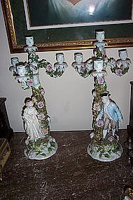 Beautiful Pr. 21" Porcelain Figural Candelabra