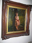 19th C Folk Art Painting of a Little Girl