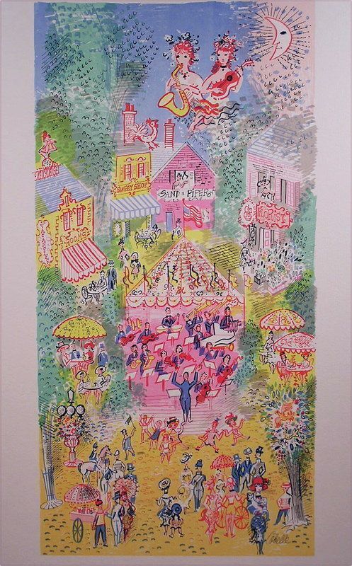 Original Lithograph by Cobelle,&quot;Village Concert&quot;
