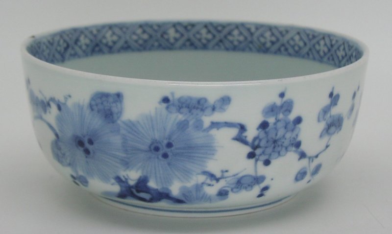 Fine Japanese Ko Imari Porcelain Blue and White Bowl, 18c