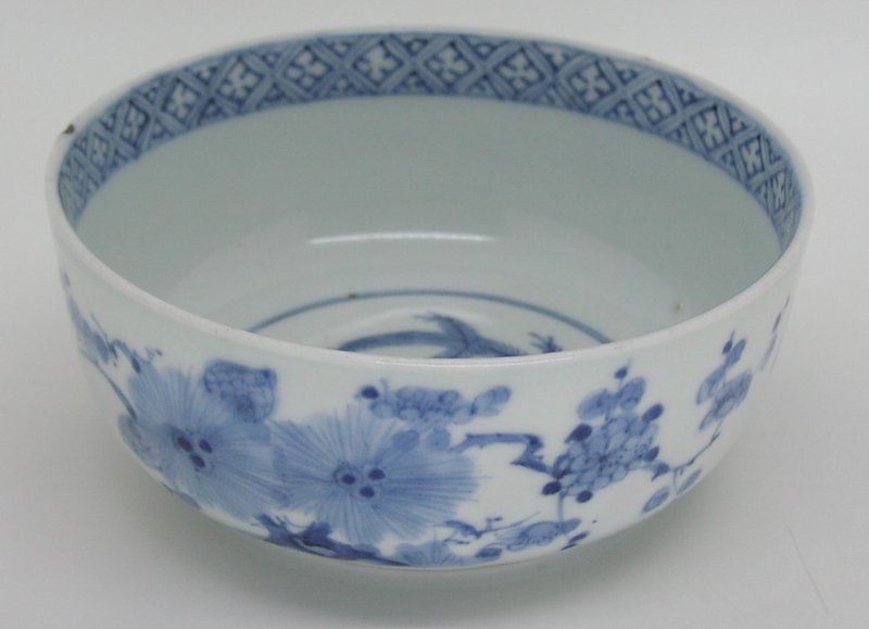 Fine Japanese Ko Imari Porcelain Blue and White Bowl, 18c
