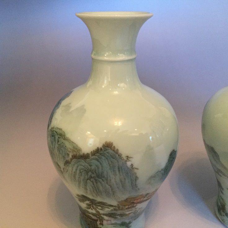 Additional Photos for Chinese Famille Rose Landscape Vase Pair