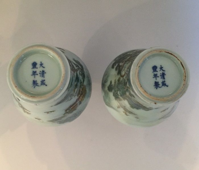 Additional Photos for Chinese Famille Rose Landscape Vase Pair