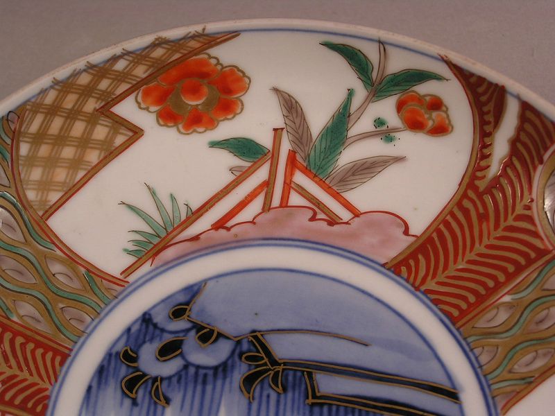 Fine quality Japanese Ko Imari Plate Crane 19c