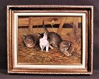 Amazingly Fine Oil Painting by Giovanni Sanvitale, 3 Kitten