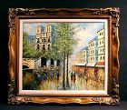 Original Oil Painting by Edwin Gords, Notre Dame and City Scape