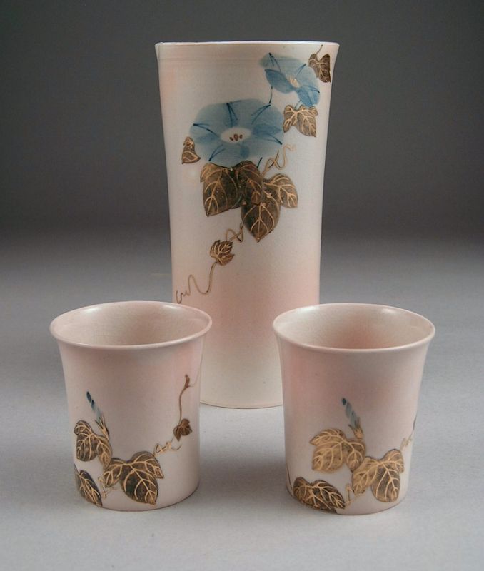 Fine Japanese Sake Pour and Choko Set by Sawamura Tosai 3 rd