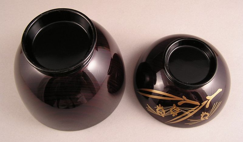 Attractive Fine Japanese Vintage Makie Covered Bowl Set of 5 pcs