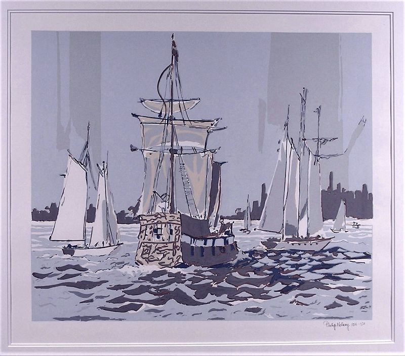 Lovely Original Serigraph, Op Sail by Philip Kelsey