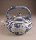 Unusual Japanese Porcelain Tea Pot with Flower Design