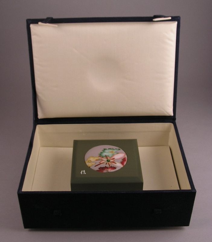 Very Fine Japanese Cloisonne Medallion w/Wooden Box by Shinya Okamoto