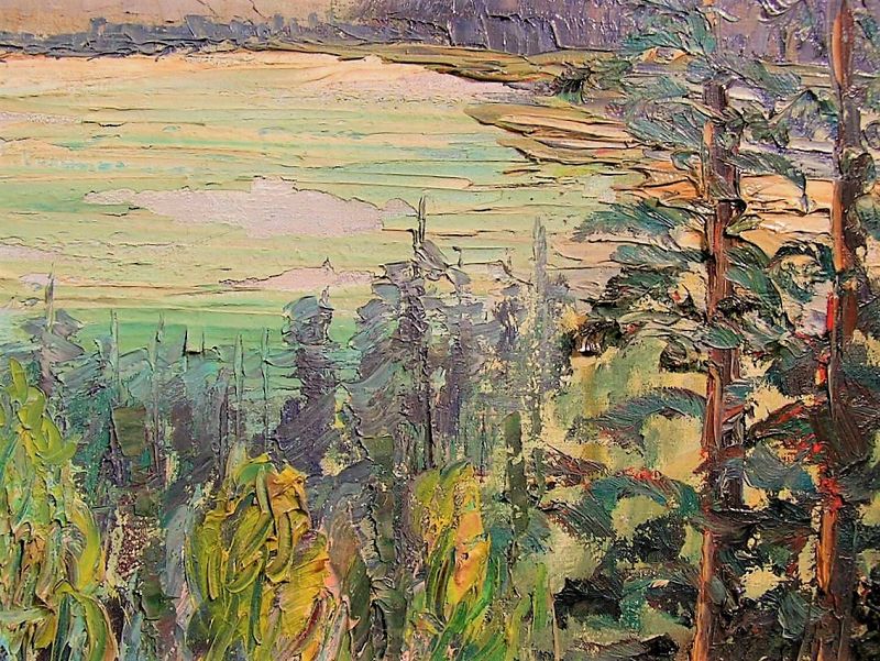 Original Oil Painting Landscape with fine Gold leaf frame Signed