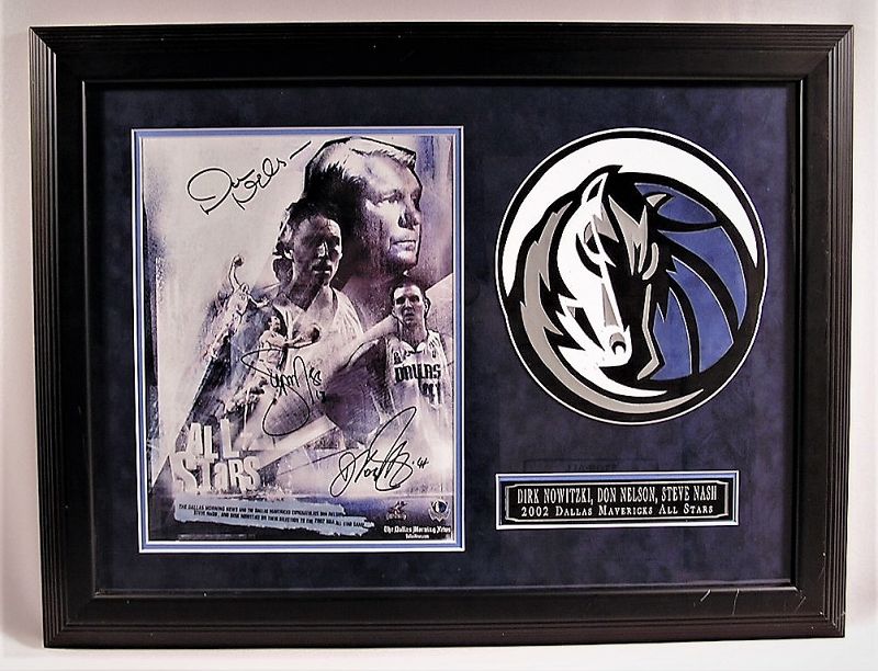 Very Rare 2002 Dallas Mavericks All Stars w/Nowitzki Framed