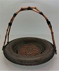 Exquisitely Woven Japanese Antique Bamboo Basket