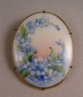 Lovely Vintage Brooch with Hand painted Flowers on Porcelain