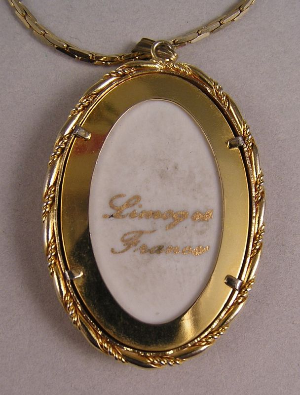 Beautiful French Porcelain Limoges Pendant and Necklace