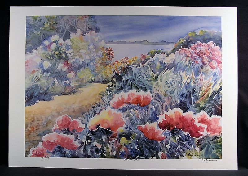 Mixed Media Lithograph by Elyse Campus Cohen, Garden Path