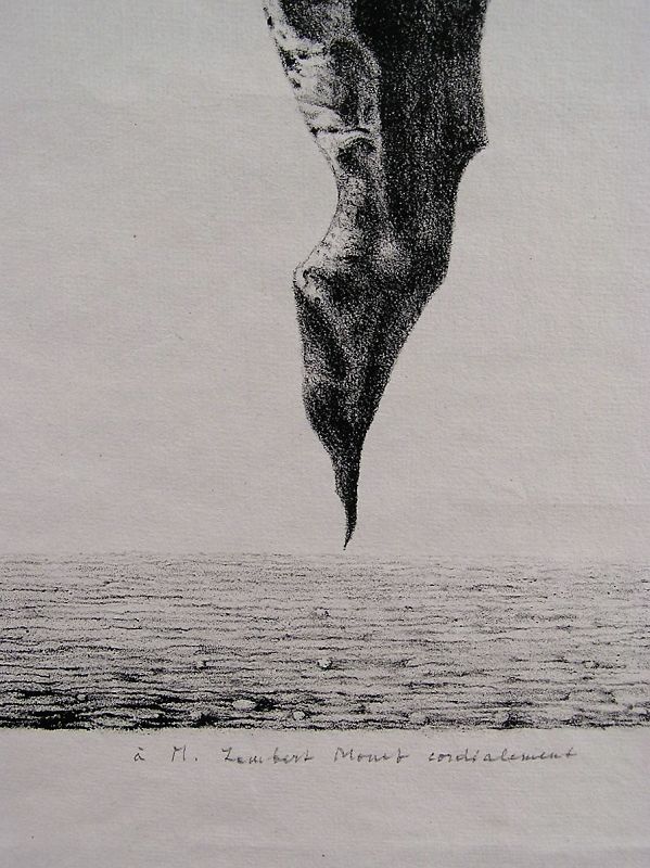 Classic Surrealist Monochrome Original Lithograph, 1970