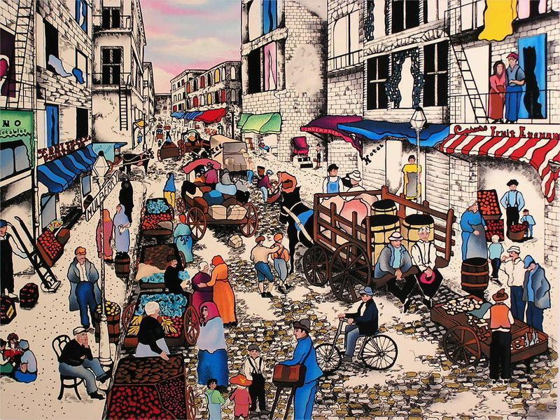 Original Serigraph by Linnea Pergola, Mulberry Street, Limited Edition