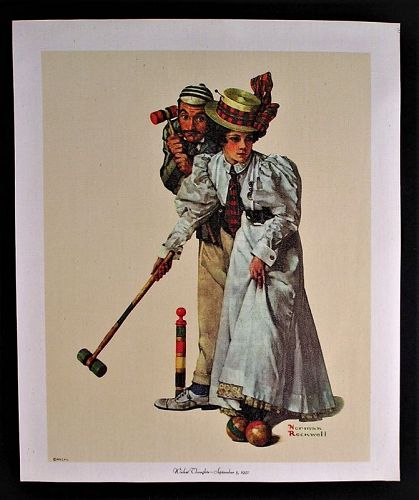 Rare Norman Rockwell Lithograph Wicket Thoughts 1931