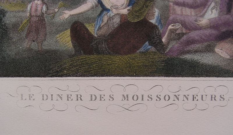 Beautiful Old French Engraving Print, Le Diner Des Moissonneurs