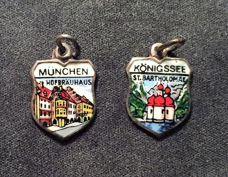 Germany Enamel Shield Travel Charm REU 800 Silver Vintage, PR