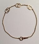 Lovely 18K Solid Gold Chain Bracelet with Double Ring Design