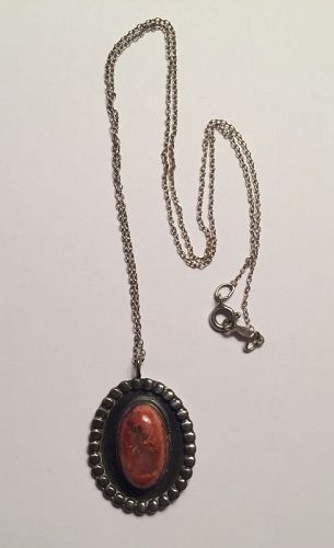 Beautiful Mexican Fire Opal Pendant with Necklace