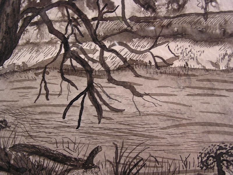 Unique Pen and Ink Drawing by Eiichi, Turtle Creek, 1979