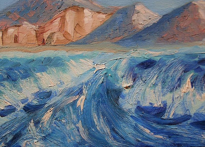 Attractive Original Oil Painting Seascape Unframed by E. Kawanabe
