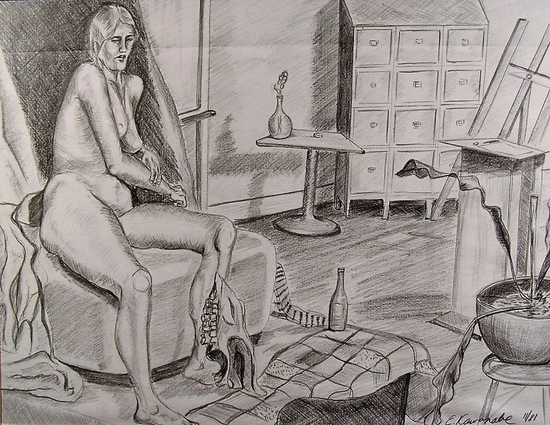 Fine Drawing, Model with Room Interior by E. Kawanabe