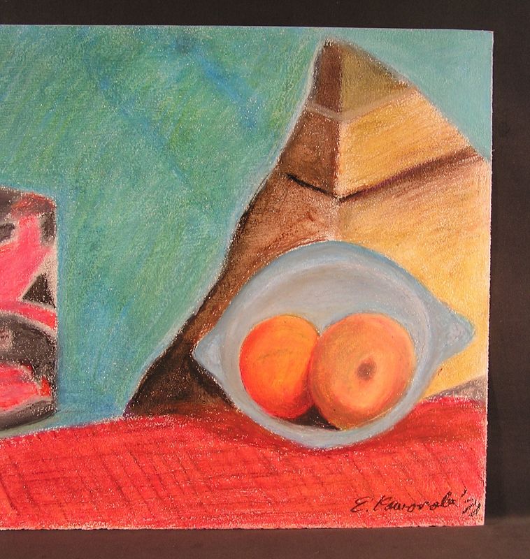 Original Pastel Painting, Still Life by E. Kawanabe, 1978.