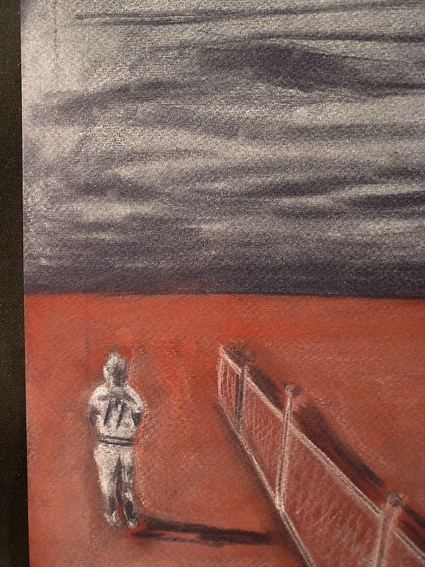 Original Pastel Painting, Boy and No.17, by E. Kawanabe, 1978.