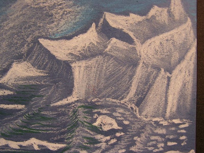 Original Pastel Painting, Iceberg by E. Kawanabe 1978