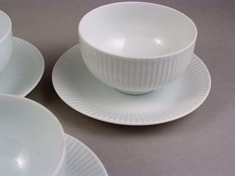 Very Fine Japanese WHITE CERAMIC Cup and Saucer Set by TOSHO