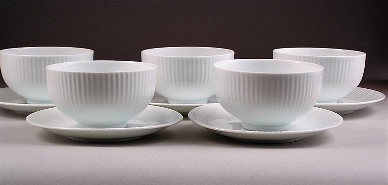 Very Fine Japanese WHITE CERAMIC Cup and Saucer Set by TOSHO